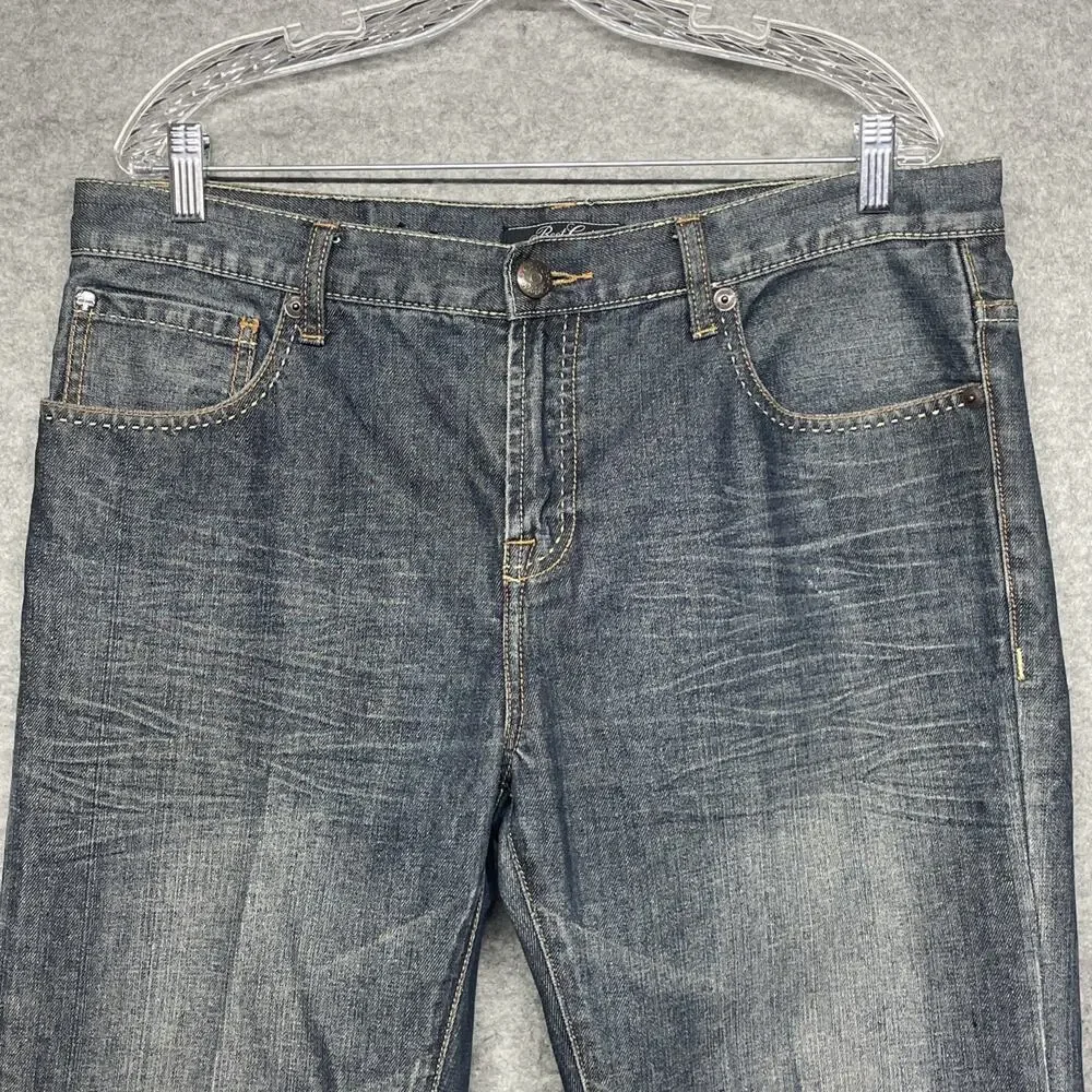 Marc Ecko Jeans Mens Boot Cut Fits 36x27 Med Wash Faded Cowboy Baggy Y2K Cut Sew